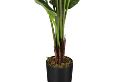 Artificial Plant, 59" Tall, Strelitzia Tree, Indoor, Faux, Fake, Floor, Greenery, Potted, Real Touch, Decorative, Green Leaves, Black Pot