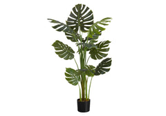 Artificial Plant, 55" Tall, Monstera Tree, Indoor, Faux, Fake, Floor, Greenery, Potted, Real Touch, Decorative, Green Leaves, Black Pot