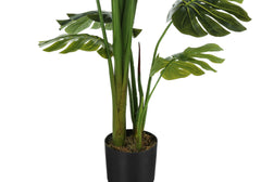 Artificial Plant, 55" Tall, Monstera Tree, Indoor, Faux, Fake, Floor, Greenery, Potted, Real Touch, Decorative, Green Leaves, Black Pot