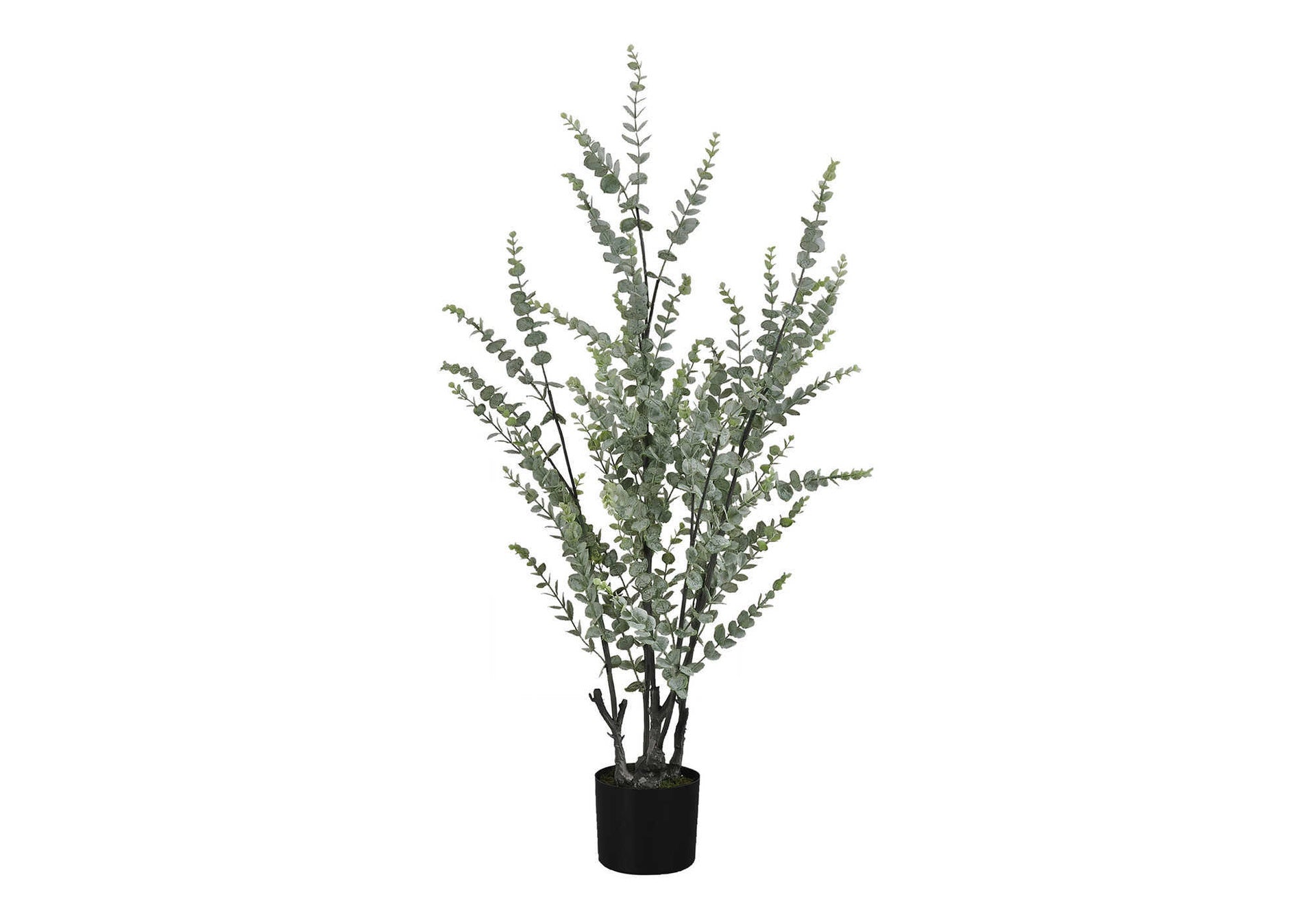 Artificial Plant, 44" Tall, Eucalyptus Tree, Indoor, Faux, Fake, Floor, Greenery, Potted, Real Touch, Decorative, Green Leaves, Black Pot