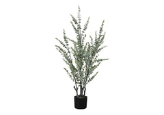Artificial Plant, 44" Tall, Eucalyptus Tree, Indoor, Faux, Fake, Floor, Greenery, Potted, Real Touch, Decorative, Green Leaves, Black Pot
