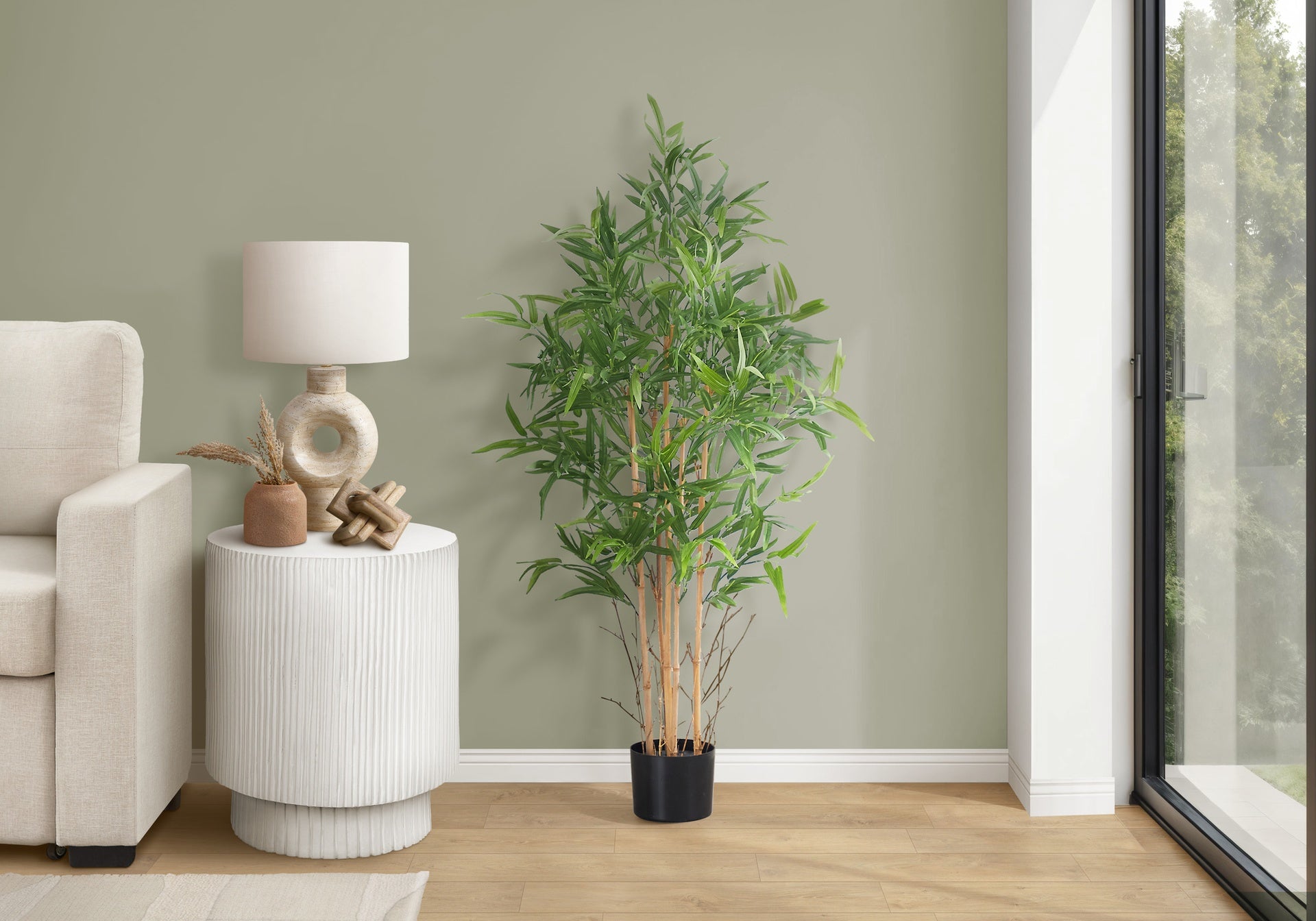 Artificial Plant, 50" Tall, Bamboo Tree, Indoor, Faux, Fake, Floor, Greenery, Potted, Decorative, Green Leaves, Black Pot