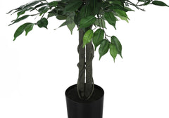 Artificial Plant, 58" Tall, Ficus Tree, Indoor, Faux, Fake, Floor, Greenery, Potted, Decorative, Green Leaves, Black Pot