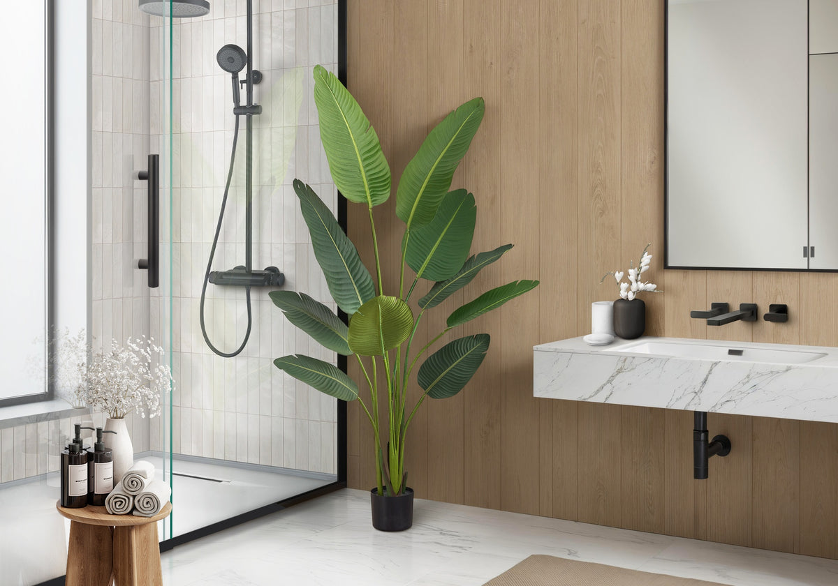 Artificial Plant, 60" Tall, Bird Of Paradise Tree, Indoor, Faux, Fake, Floor, Greenery, Potted, Decorative, Green Leaves, Black Pot