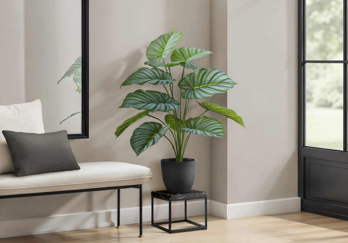 Artificial Plant, 24" Tall, Calathea, Indoor, Faux, Fake, Table, Greenery, Potted, Real Touch, Decorative, Green Leaves, Black Pot