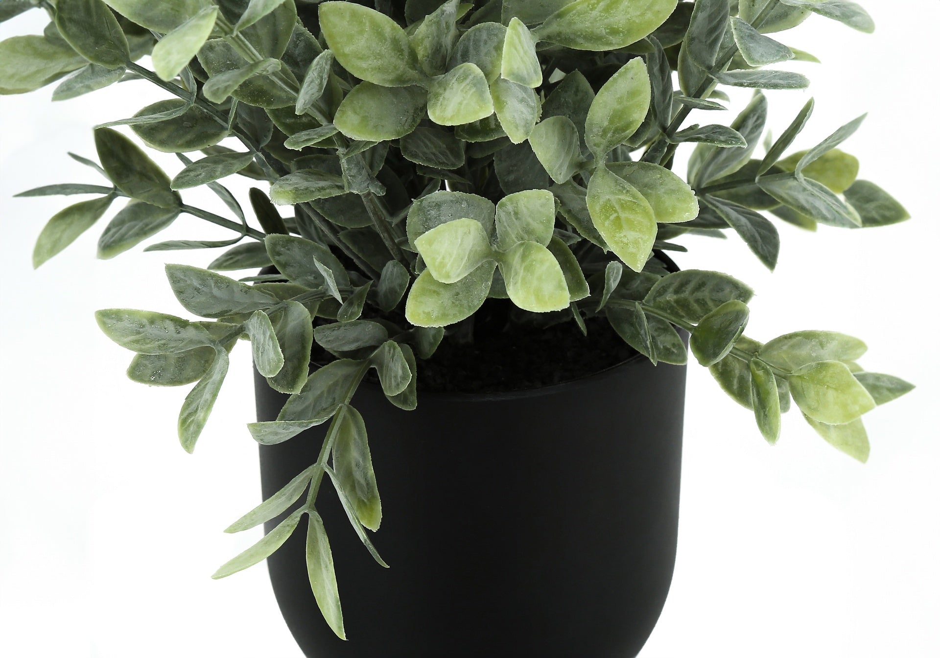 Artificial Plant, 11" Tall, Eucalyptus Grass, Indoor, Faux, Fake, Table, Greenery, Potted, Set Of 2, Decorative, Green Leaves, Black Pots
