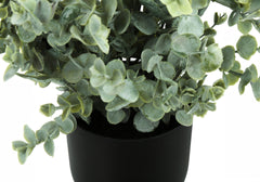 Artificial Plant, 11" Tall, Eucalyptus Grass, Indoor, Faux, Fake, Table, Greenery, Potted, Set Of 2, Decorative, Green Leaves, Black Pots