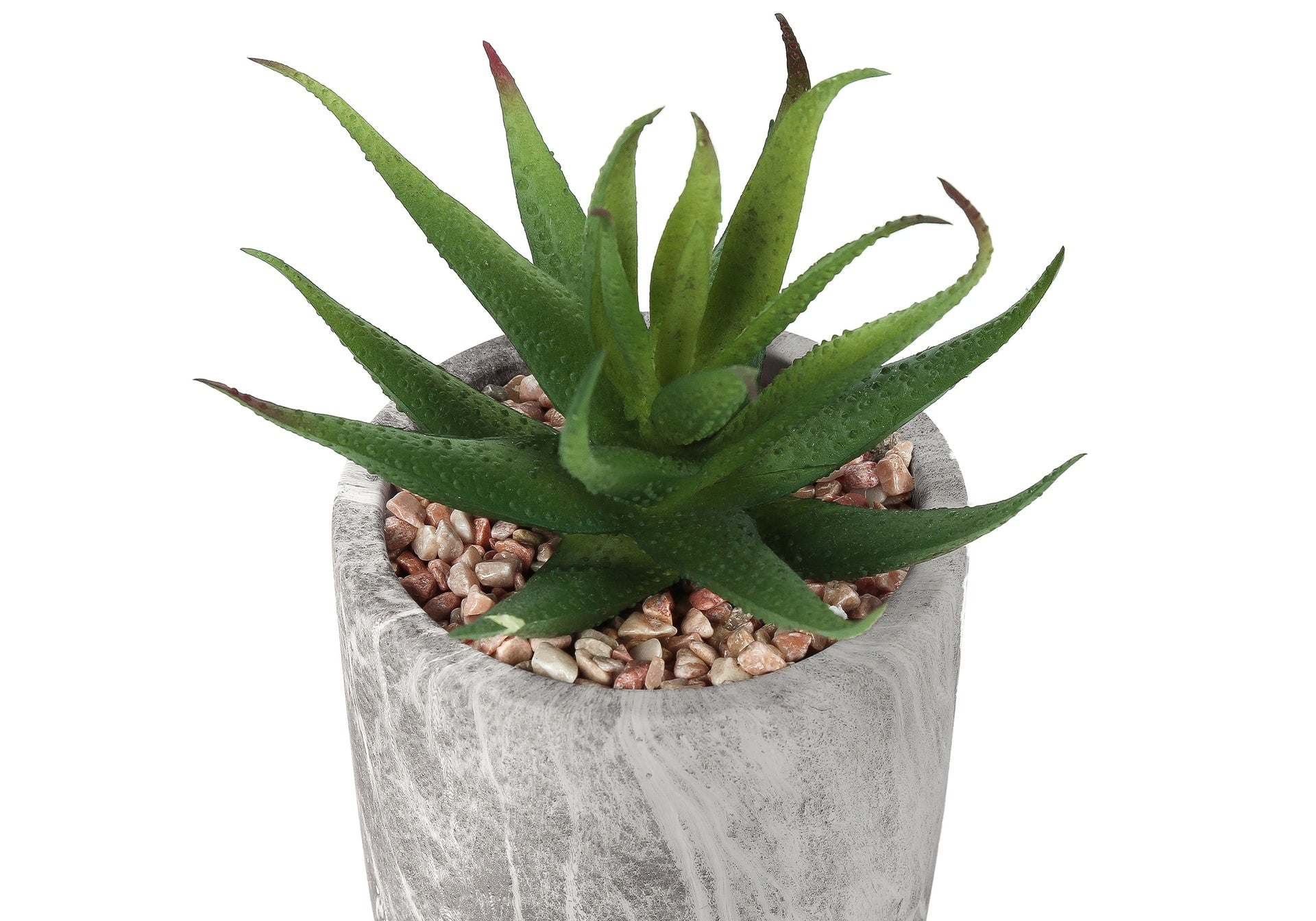 Artificial Plant, 6" Tall, Succulent, Indoor, Faux, Fake, Table, Greenery, Potted, Set Of 2, Decorative, Green Leaves, Grey Cement Pots