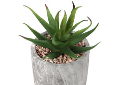 Artificial Plant, 6" Tall, Succulent, Indoor, Faux, Fake, Table, Greenery, Potted, Set Of 2, Decorative, Green Leaves, Grey Cement Pots