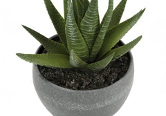 Artificial Plant, 6" Tall, Succulent, Indoor, Faux, Fake, Table, Greenery, Potted, Set Of 3, Decorative, Green Plants, Grey Cement Pots