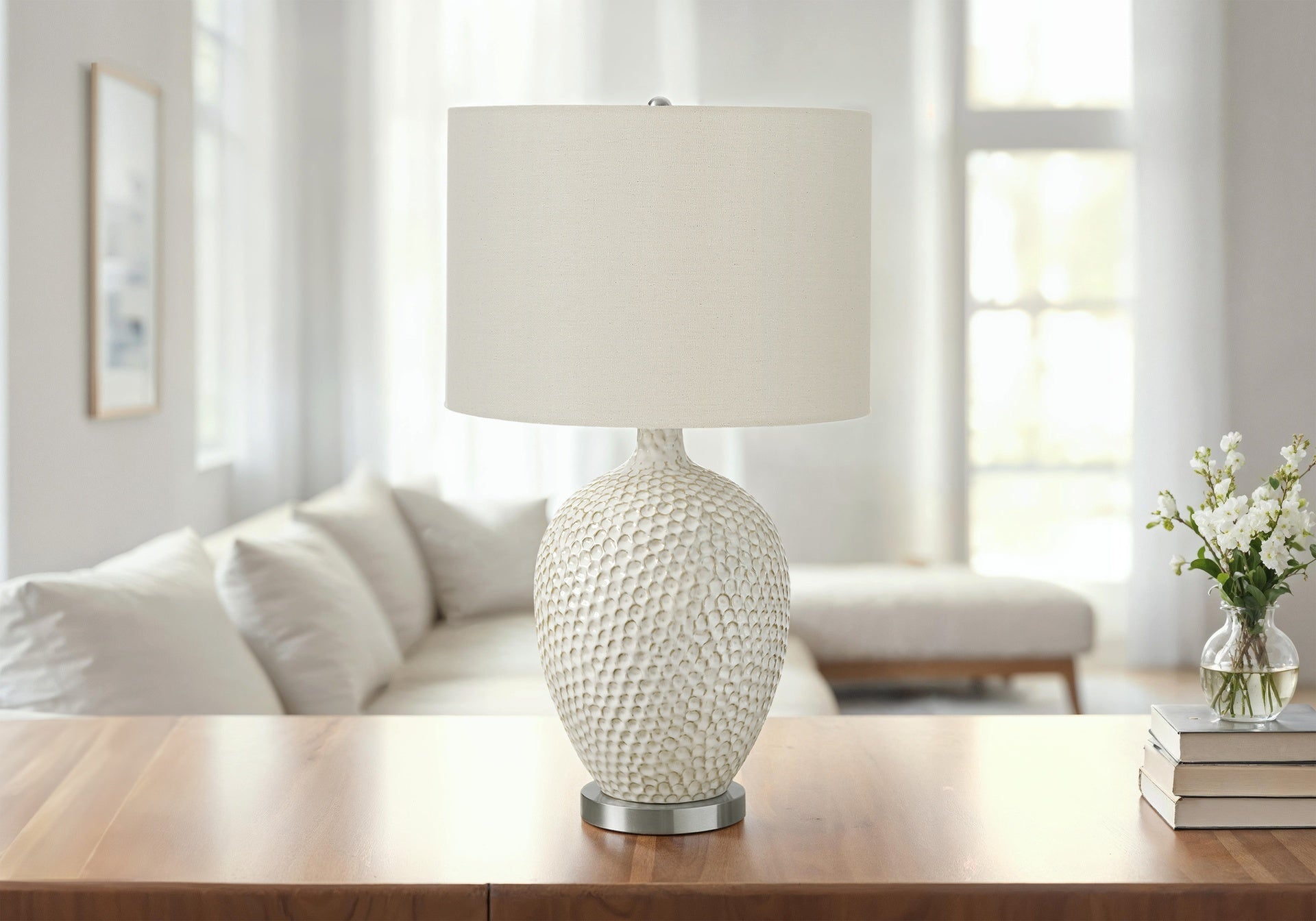 Lighting, 28"h, Table Lamp, Cream Ceramic, Ivory / Cream Shade, Contemporary