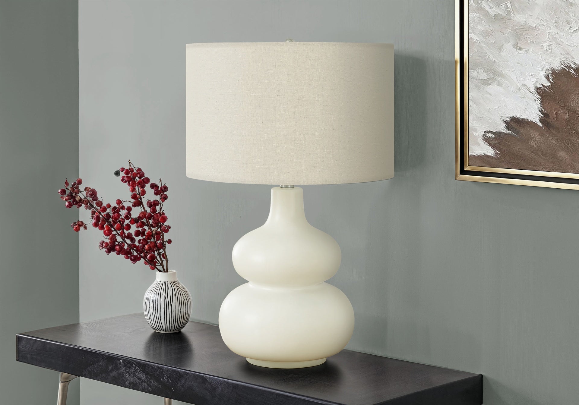 Lighting, 25"h, Table Lamp, Ivory / Cream Shade, Cream Ceramic, Contemporary