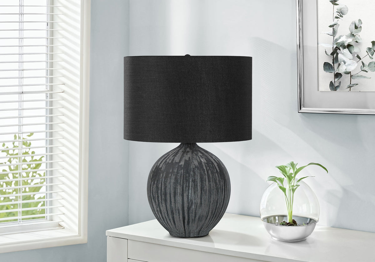 Lighting, 23"h, Table Lamp, Black Ceramic, Black Shade, Contemporary