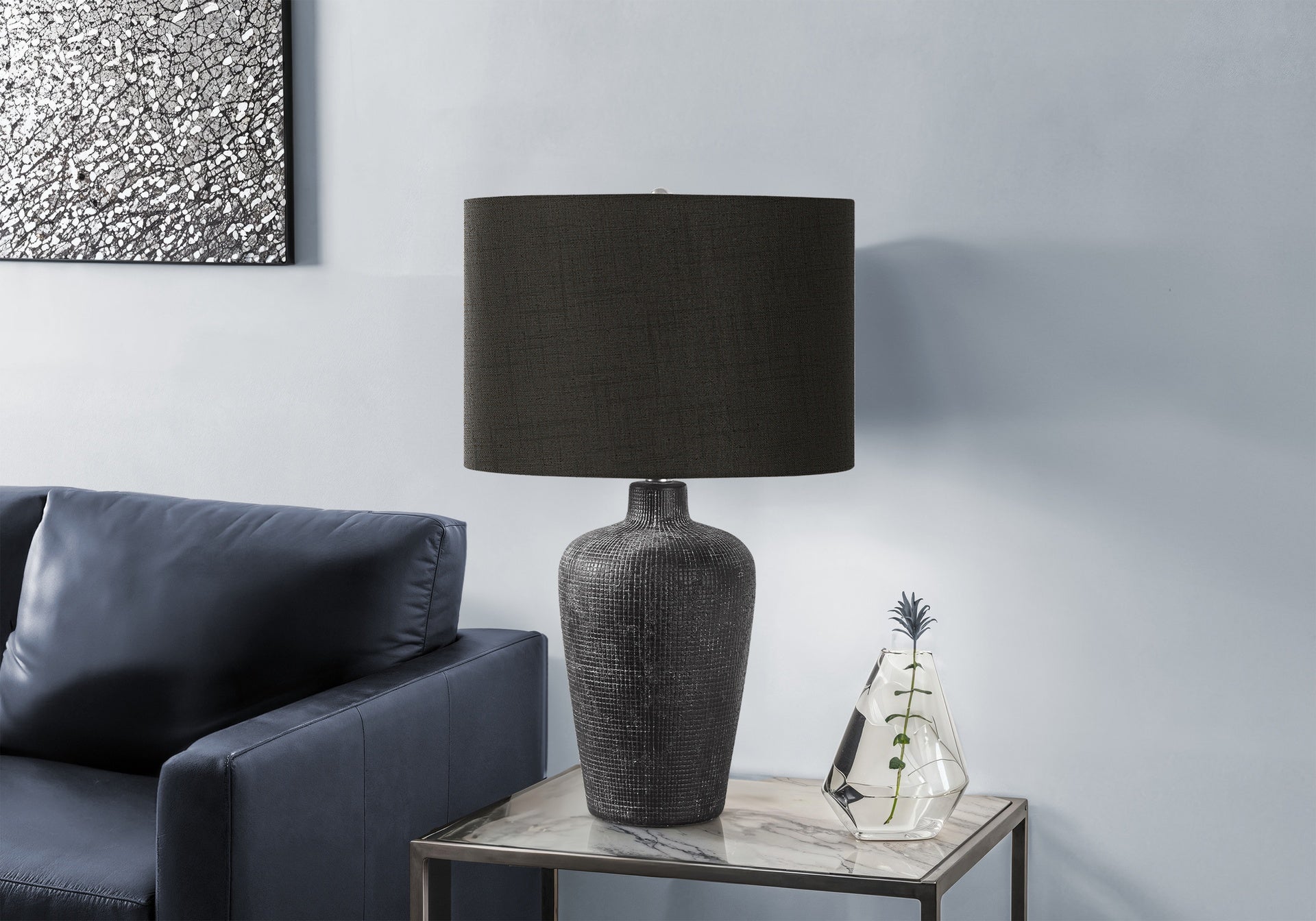 Lighting, Table Lamp, 24"h, Black Ceramic, Black Shade, Contemporary