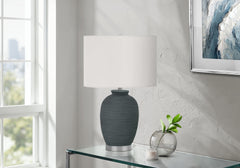 Lighting, 24"h, Table Lamp, Blue Ceramic, Ivory / Cream Shade, Contemporary