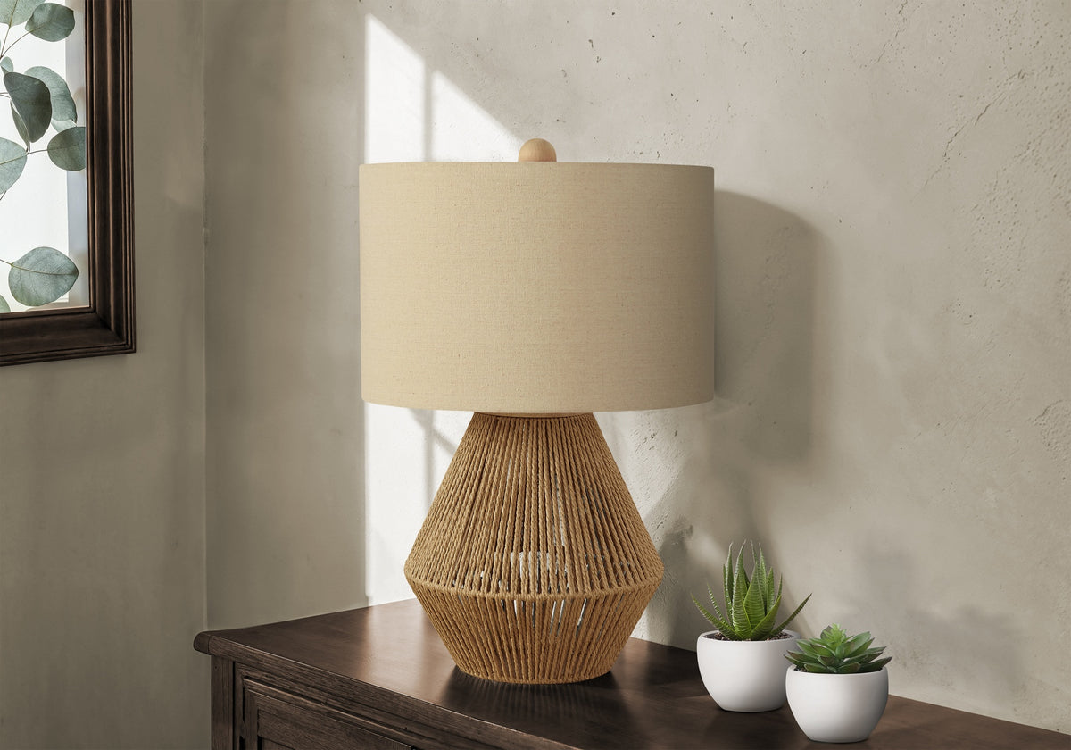 Lighting, 22"h, Table Lamp, Brown Rope, Beige Shade, Transitional