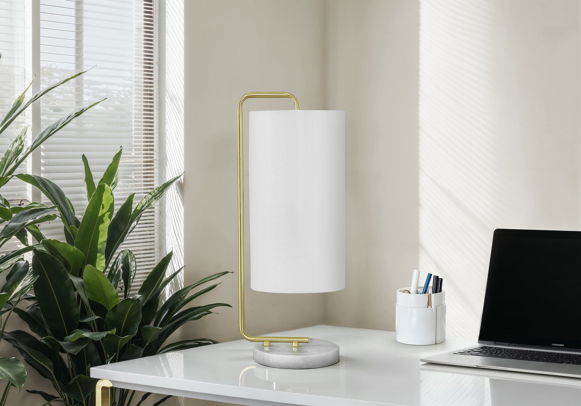 Lighting, 20"h, Table Lamp, White Marble, Ivory / Cream Shade, Contemporary