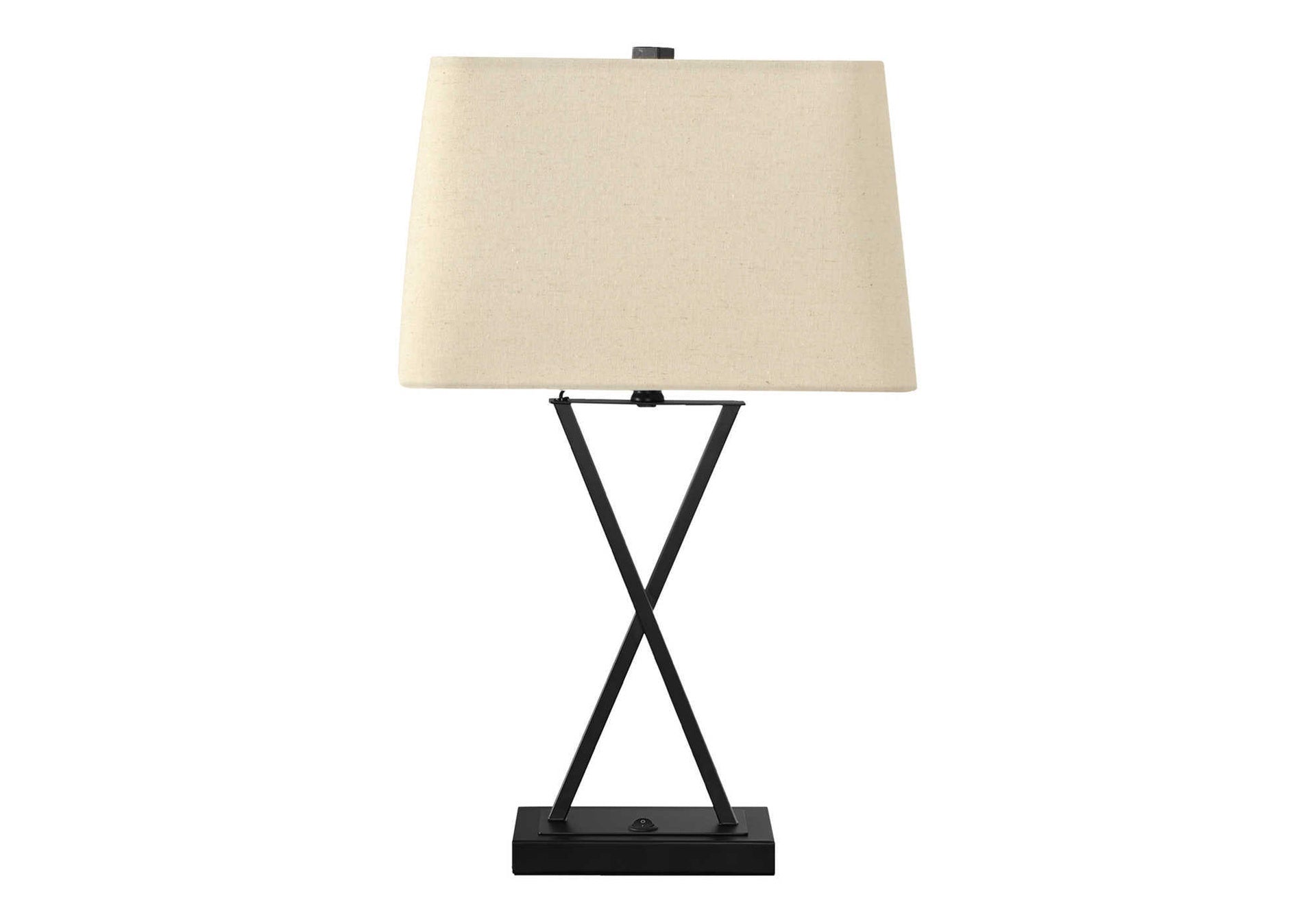 Lighting, 25"h, Table Lamp, Usb Port Included, Black Metal, Beige Shade, Transitional