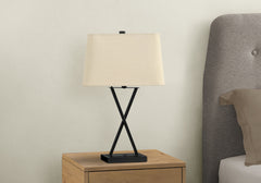 Lighting, 25"h, Table Lamp, Usb Port Included, Black Metal, Beige Shade, Transitional