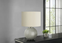 Lighting, 19"h, Table Lamp, Grey Resin, Ivory / Cream Shade, Modern