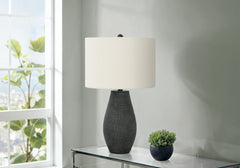 Lighting, 24"h, Table Lamp, Black Resin, Ivory / Cream Shade, Contemporary