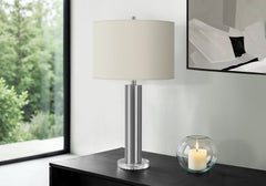 Lighting, 28"h, Table Lamp, Nickel Metal, Ivory / Cream Shade, Contemporary
