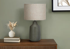 Lighting, 24"h, Table Lamp, Grey Concrete, Beige Shade, Contemporary