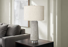 Lighting, 29"h, Table Lamp, Grey Resin, Ivory / Cream Shade, Modern
