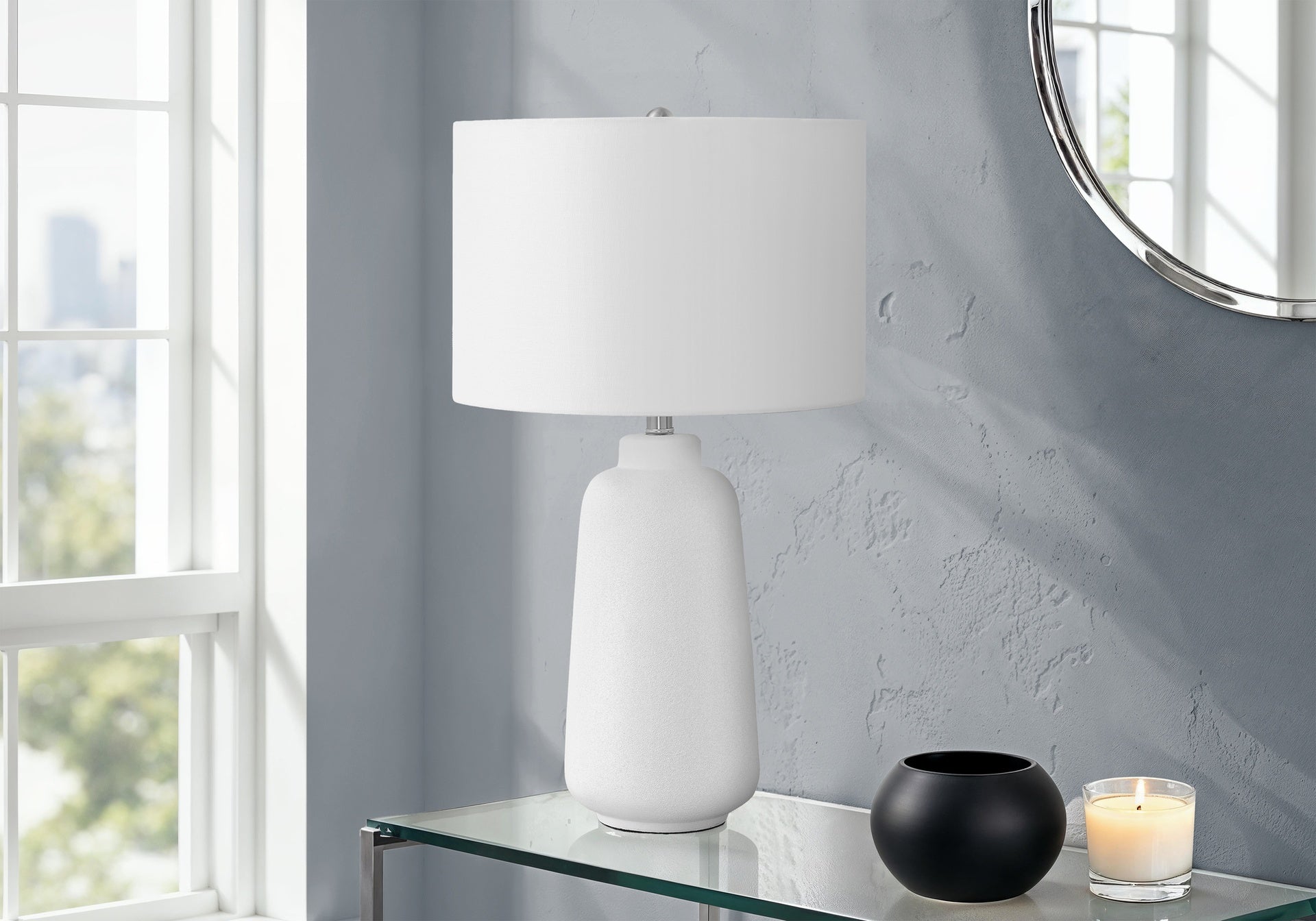 Lighting, 26"h, Table Lamp, Cream Ceramic, Ivory / Cream Shade, Modern