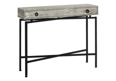 Accent Table, Console, Entryway, Narrow, Sofa, Storage Drawer, Living Room, Bedroom, Grey Laminate, Black Metal, Contemporary, Modern