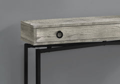 Accent Table, Console, Entryway, Narrow, Sofa, Storage Drawer, Living Room, Bedroom, Grey Laminate, Black Metal, Contemporary, Modern