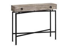 Accent Table, Console, Entryway, Narrow, Sofa, Storage Drawer, Living Room, Bedroom, Beige Laminate, Black Metal, Contemporary, Modern