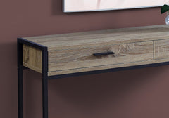 Accent Table, Console, Entryway, Narrow, Sofa, Storage Drawer, Living Room, Bedroom, Brown Laminate, Black Metal, Contemporary, Modern