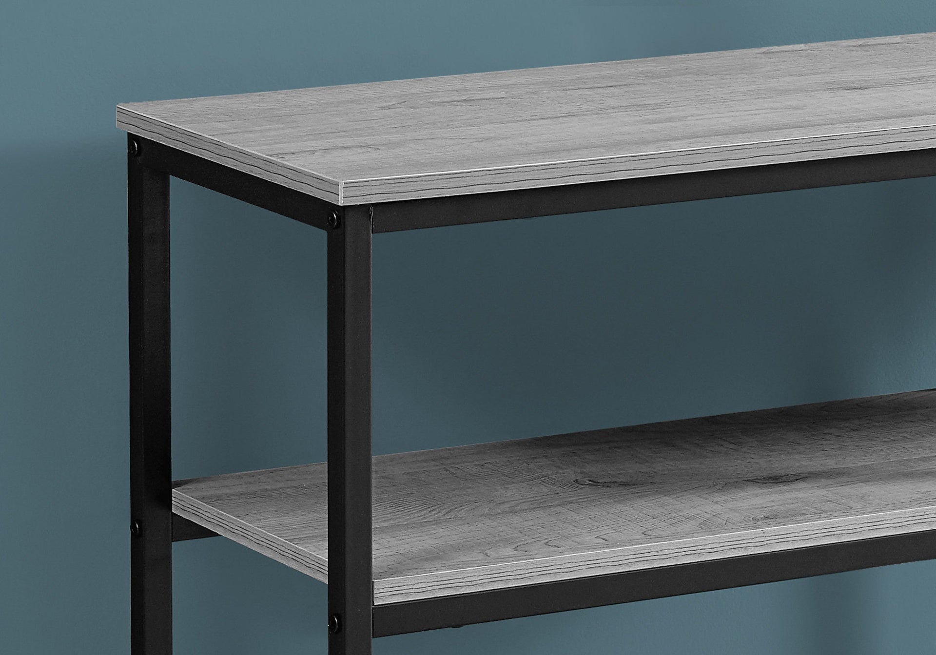 Accent Table, Console, Entryway, Narrow, Sofa, Living Room, Bedroom, Grey Laminate, Black Metal, Contemporary, Modern
