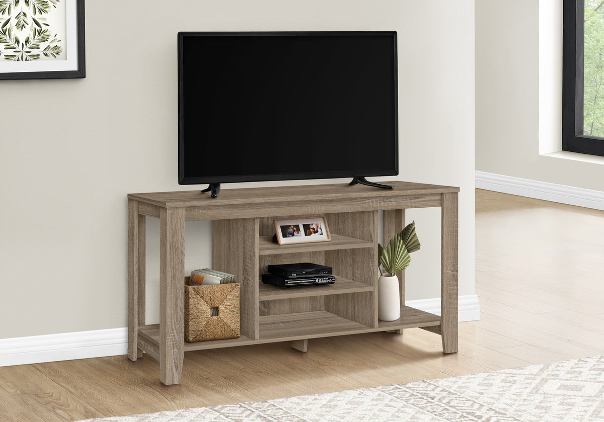 Tv Stand, 48 Inch, Console, Media Entertainment Center, Storage Shelves, Living Room, Bedroom, Brown Laminate, Contemporary, Modern