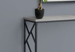 Accent Table, Console, Entryway, Narrow, Sofa, Living Room, Bedroom, Grey Laminate, Black Metal, Contemporary, Modern