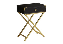 Accent Table, Side, End, Nightstand, Lamp, Storage Drawer, Living Room, Bedroom, Brown Laminate, Gold Metal, Contemporary, Modern