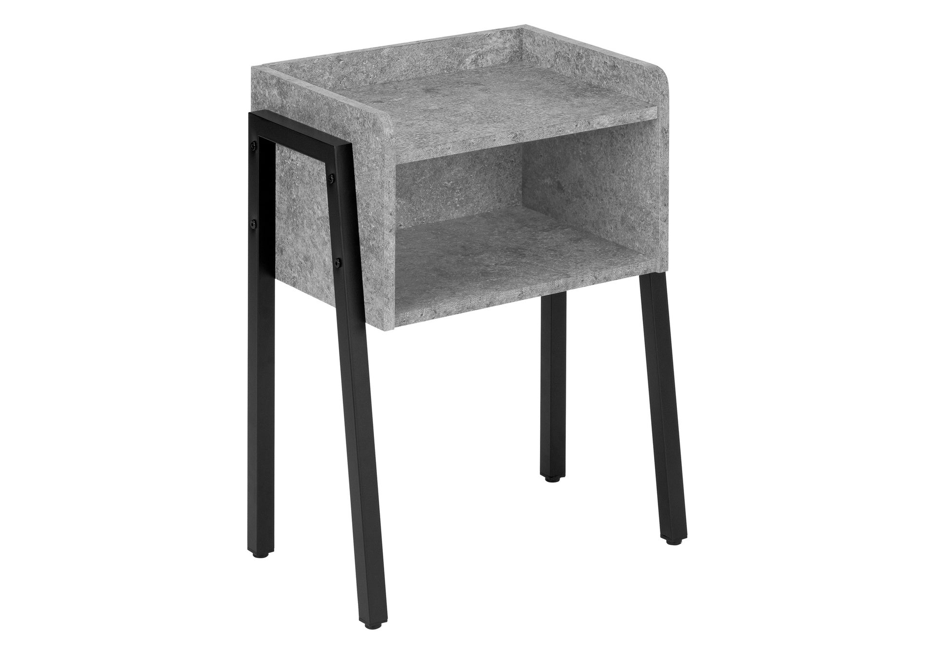 Accent Table, Side, End, Nightstand, Lamp, Living Room, Bedroom, Grey Laminate, Black Metal, Contemporary, Modern