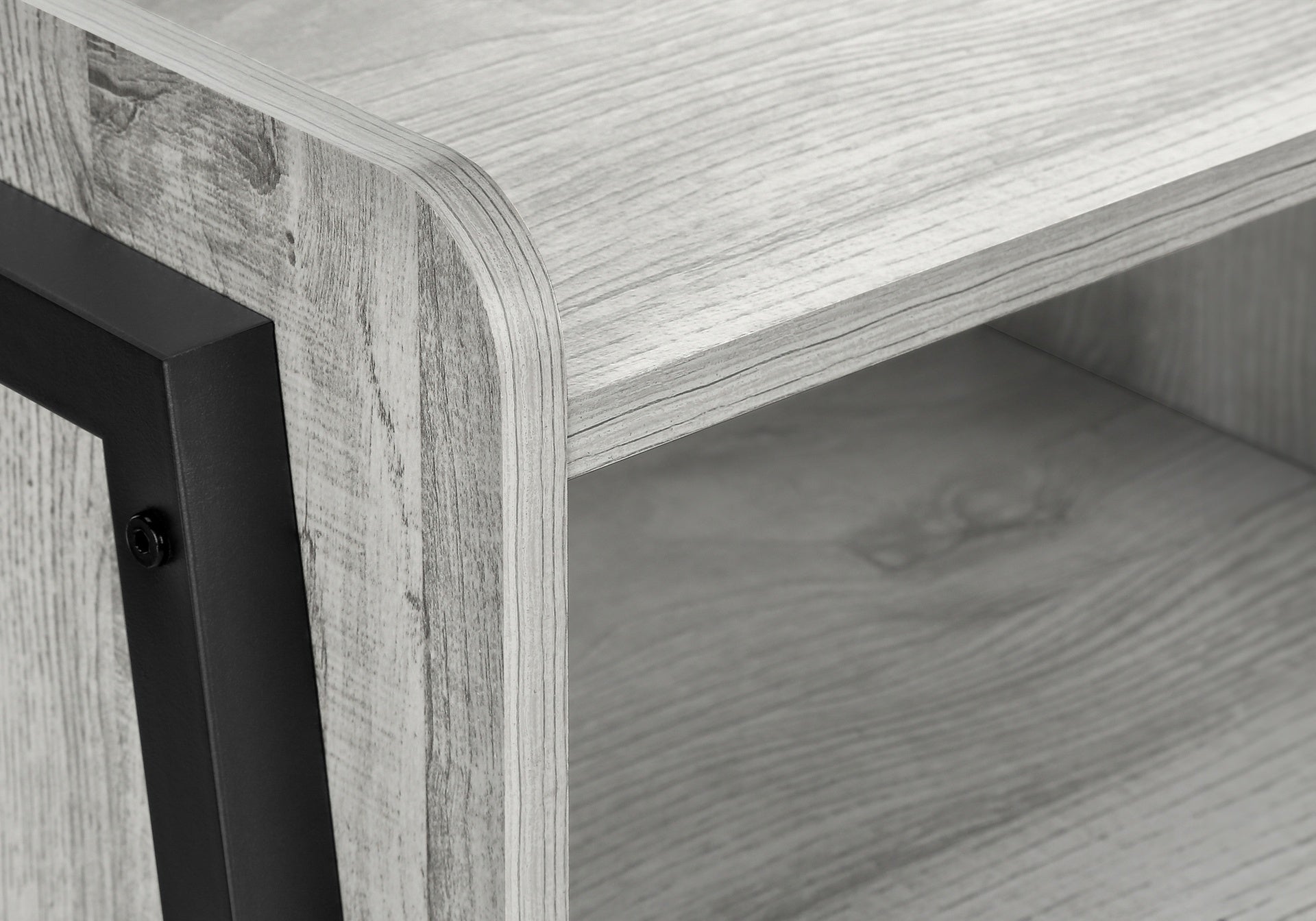 Accent Table, Side, End, Nightstand, Lamp, Living Room, Bedroom, Grey Laminate, Black Metal, Contemporary, Modern