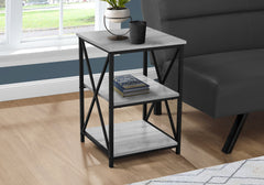 Accent Table, Side, End, Nightstand, Lamp, Living Room, Bedroom, Grey Laminate, Black Metal, Contemporary, Modern