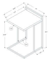 Accent Table, C-shaped, End, Side, Snack, Living Room, Bedroom, Grey Laminate, Chrome Metal, Contemporary, Modern