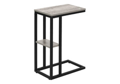 Accent Table, C-shaped, End, Side, Snack, Living Room, Bedroom, Grey Laminate, Black Metal, Contemporary, Modern