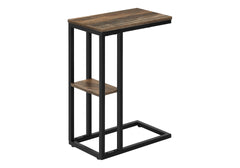 Accent Table, C-shaped, End, Side, Snack, Living Room, Bedroom, Brown Laminate, Black Metal, Contemporary, Modern