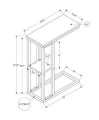 Accent Table, C-shaped, End, Side, Snack, Living Room, Bedroom, White Laminate, White Metal, Contemporary, Modern