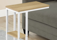 Accent Table, C-shaped, End, Side, Snack, Living Room, Bedroom, Natural Laminate, White Metal, Contemporary, Modern