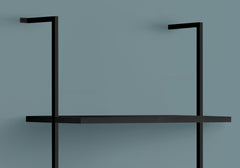 Bookshelf, Bookcase, Etagere, Ladder, 5 Tier, 72"h, Office, Bedroom, Black Laminate, Black Metal, Contemporary, Modern