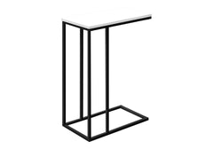 Accent Table, C-shaped, End, Side, Snack, Living Room, Bedroom, White Laminate, Black Metal, Contemporary, Modern