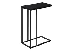 Accent Table, C-shaped, End, Side, Snack, Living Room, Bedroom, Black Laminate, Black Metal, Contemporary, Modern