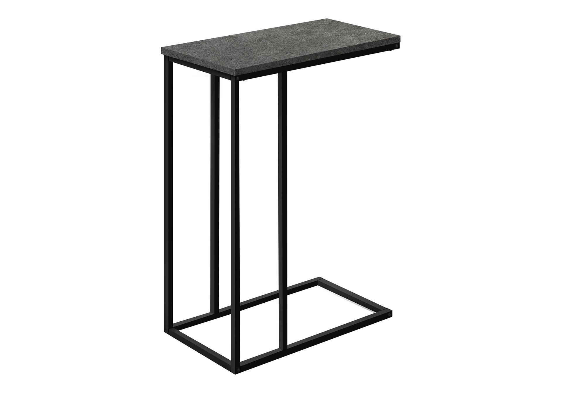 Accent Table, C-shaped, End, Side, Snack, Living Room, Bedroom, Grey Laminate, Black Metal, Contemporary, Modern