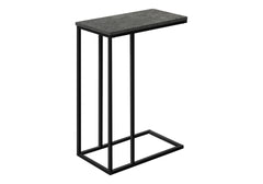 Accent Table, C-shaped, End, Side, Snack, Living Room, Bedroom, Grey Laminate, Black Metal, Contemporary, Modern